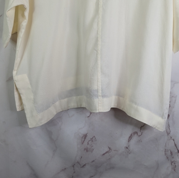 Everlane Shirt Women Small Drapey Square Sandstone Button Short Sleeve Cream - Picture 7 of 16